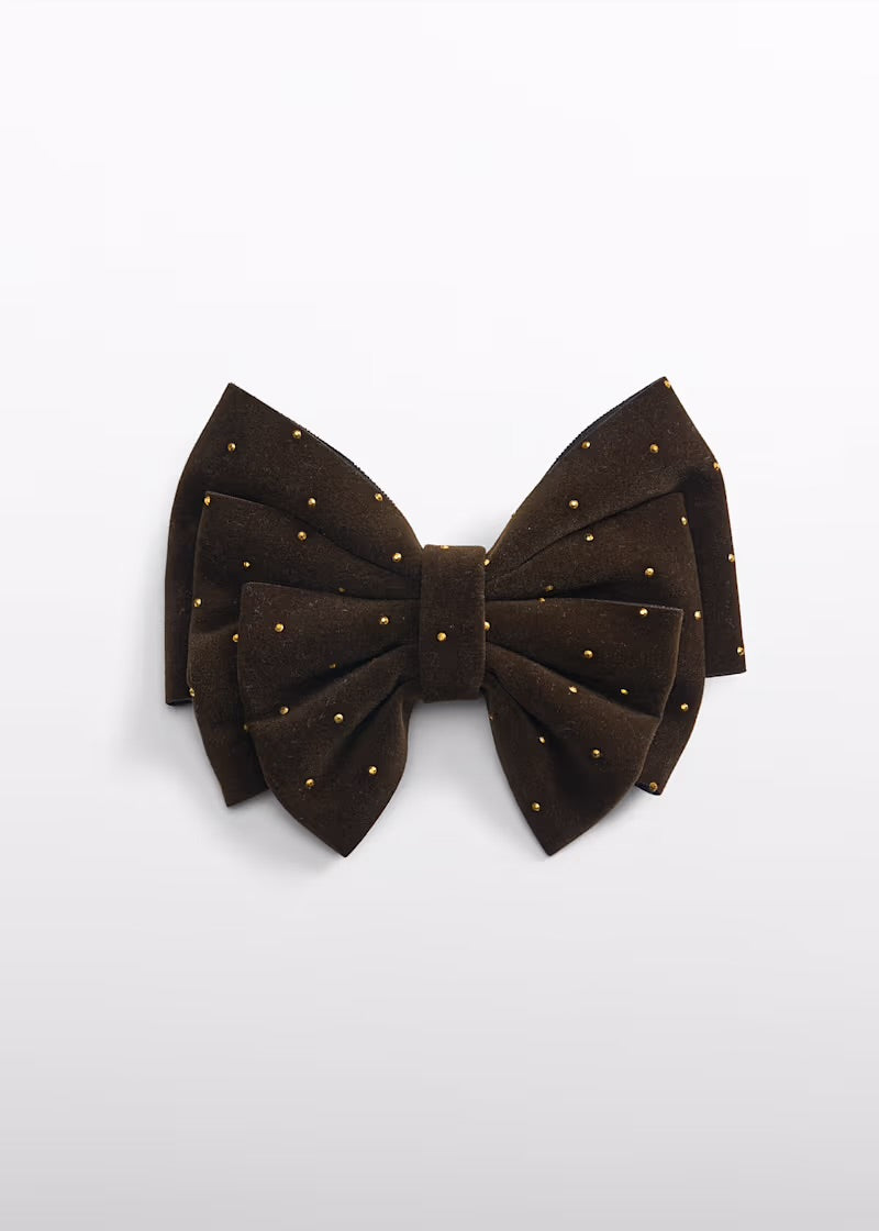 ABEL & LULA -  fermaglio strass fiocco velluto marrone