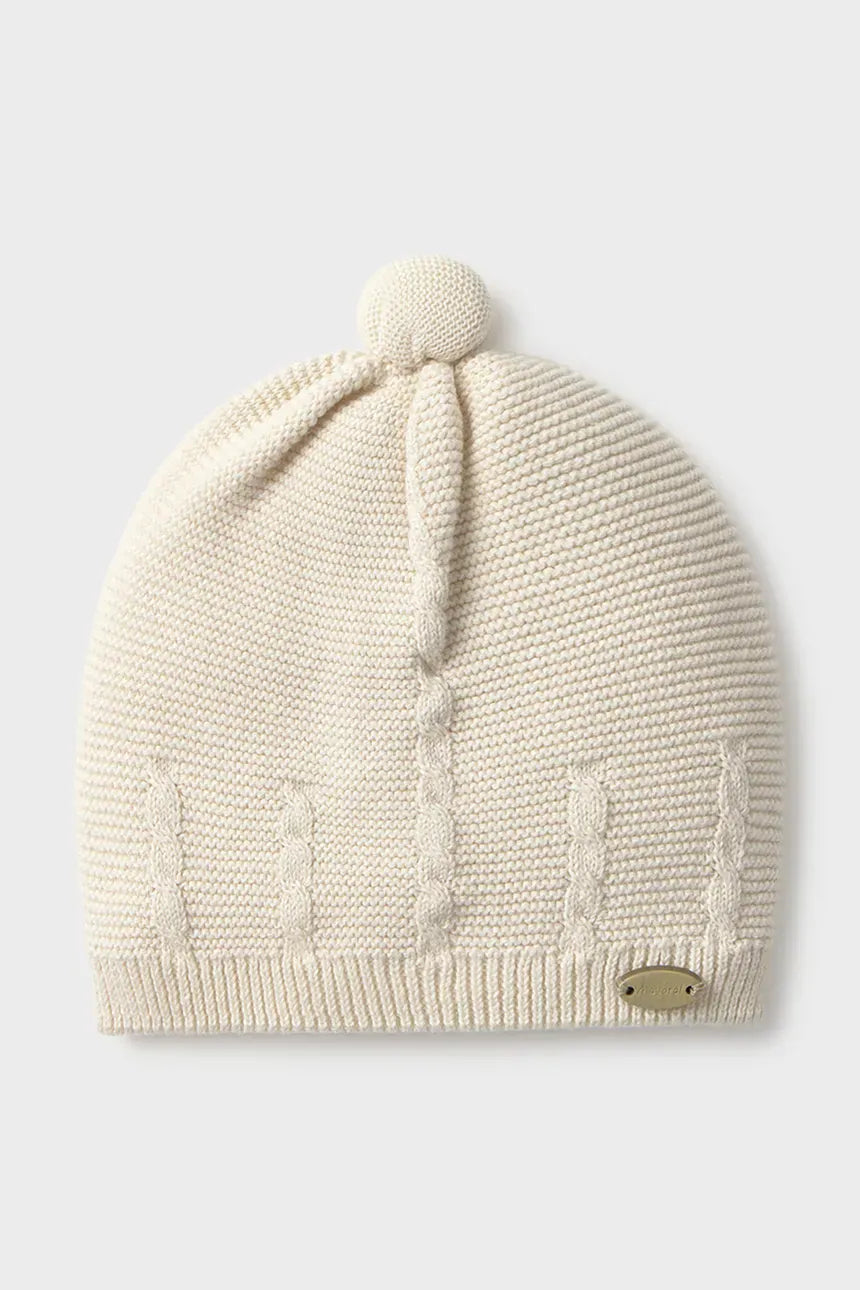 MAYORAL-cappellino maglia beige-invernale ￼