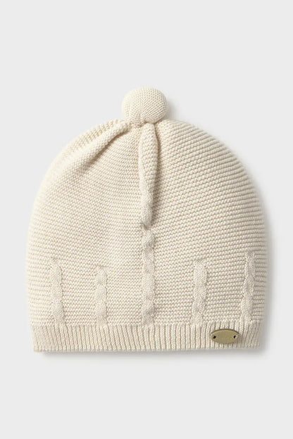 MAYORAL-cappellino maglia beige-invernale ￼