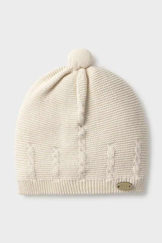 MAYORAL-cappellino maglia beige-invernale ￼