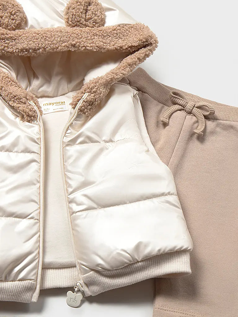 MAYORAL-completo 3 pezzi con gilet beige-invernale