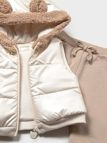 MAYORAL-completo 3 pezzi con gilet beige-invernale