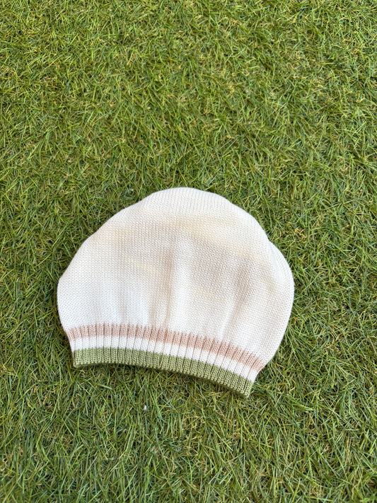 MARLÙ - cappellino in lana 100% vaniglia / tortora / muschio ( set n 54) invernale