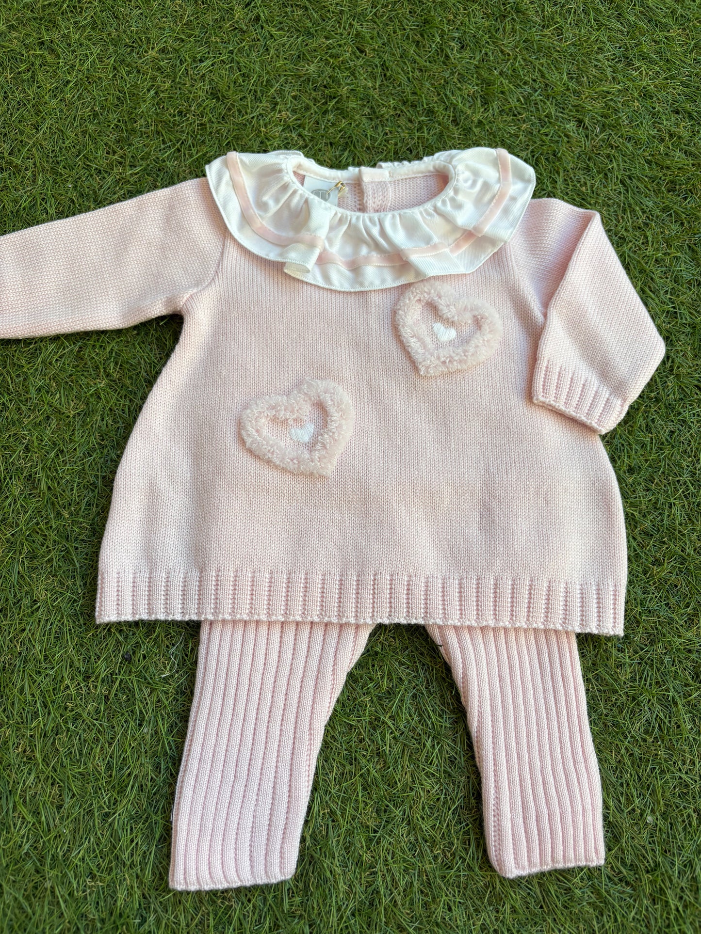 MARLÙ - completino lana 109% 2 pezzi set n21 rosa/vaniglia
