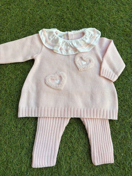 MARLÙ - completino lana 109% 2 pezzi set n21 rosa/vaniglia
