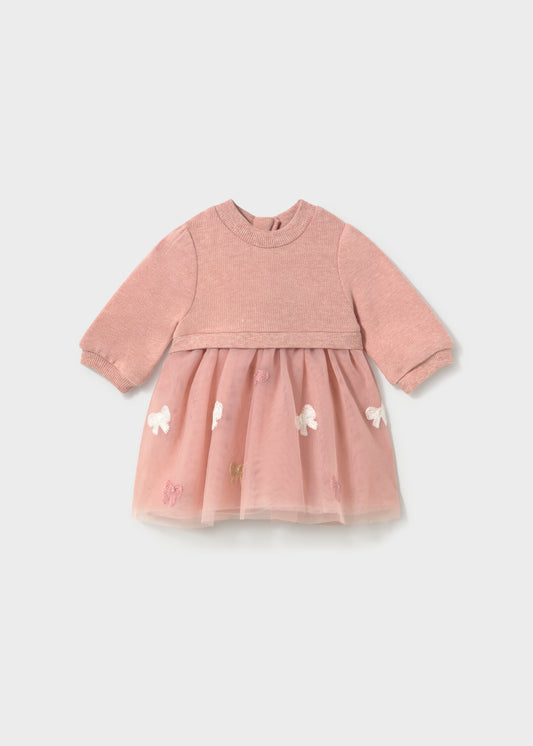 MAYORAL-vestito con tulle rosa antico-invernale
