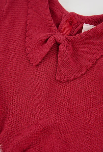 BOBOLI-abito in maglia pois rosso-invernale