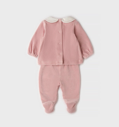 MINIBANDA - completino ciniglia rosa baby - invernale