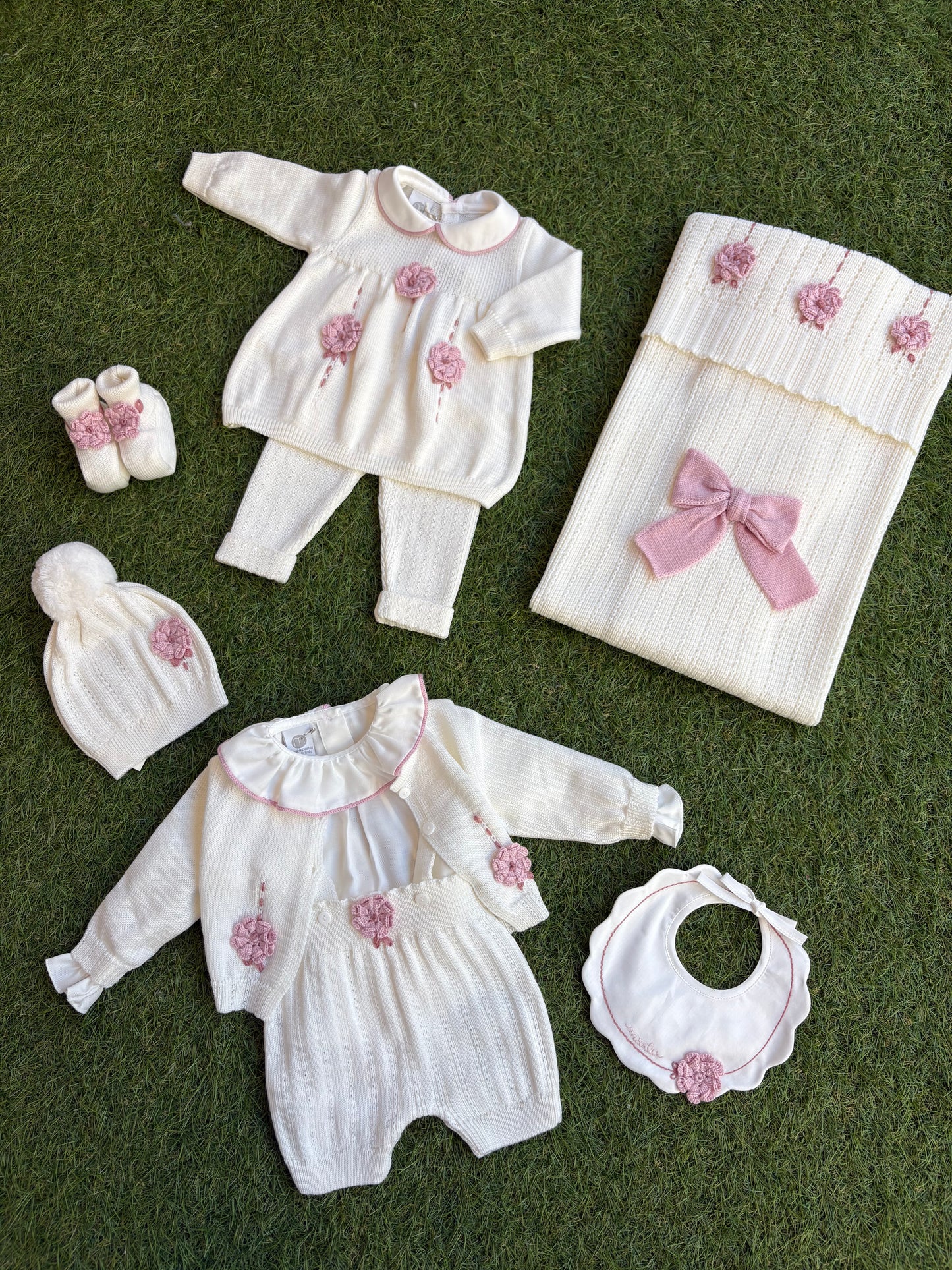 MARLÙ - completino in lana 100% 2 pezzi set n10 vaniglia/marsala
