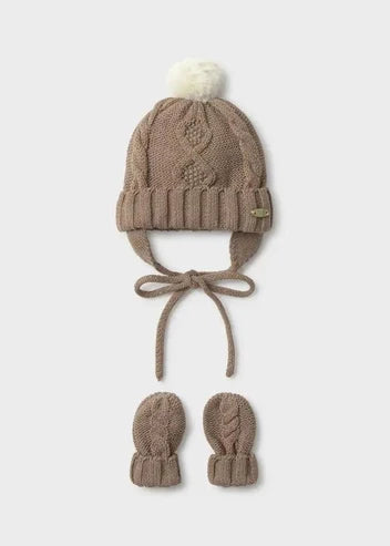 MAYORAL-completino cappello e guanti marrone-invernale