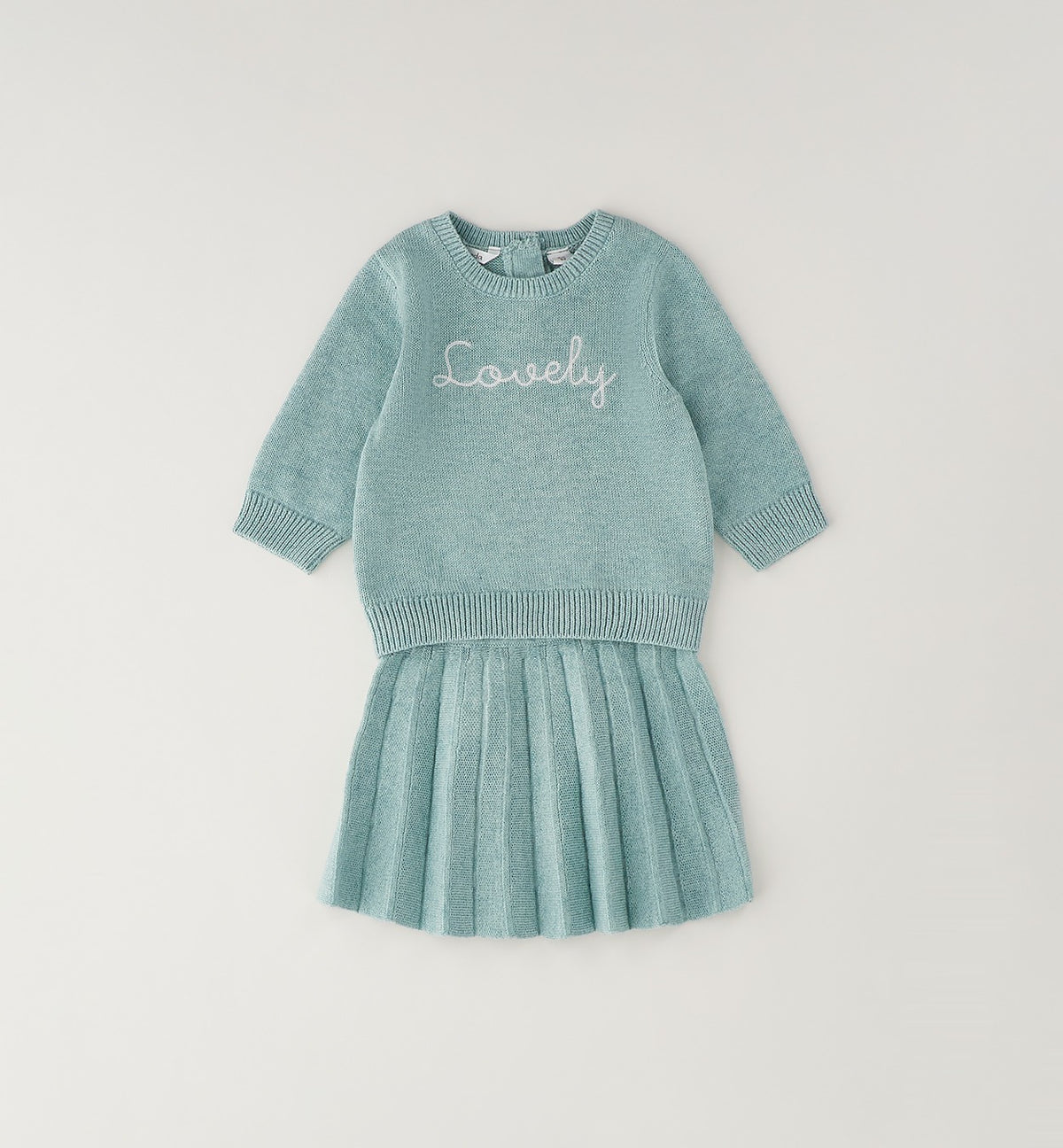 MINIBANDA - completo in maglia gonna verde acqua  - invernale