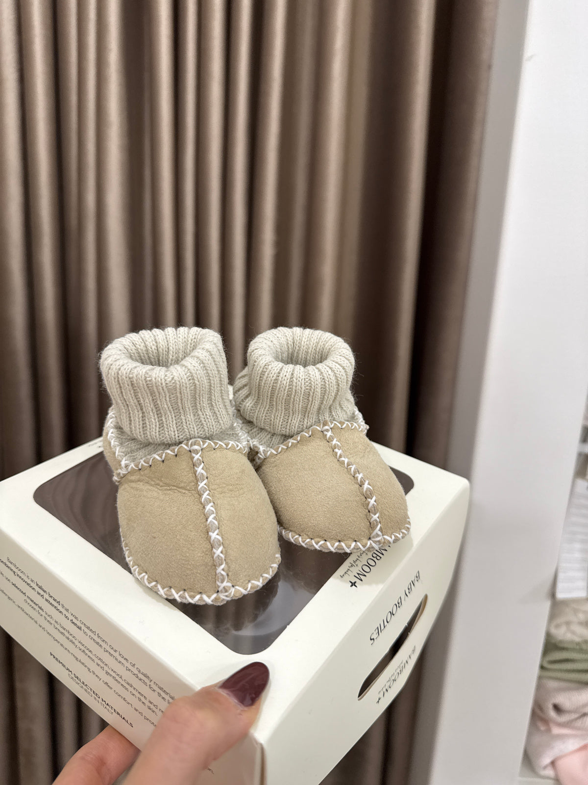 BAMBOOM- scarpina calzino in pelle di agnello light grey - invernale