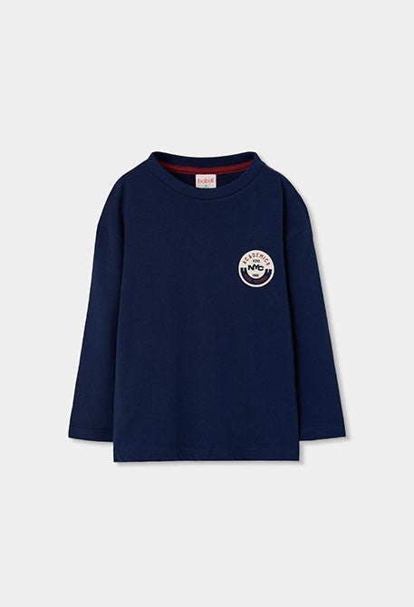 BOBOLI - t-shirt stampa schiena blu- invernale