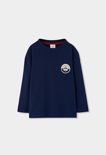 BOBOLI - t-shirt stampa schiena blu- invernale
