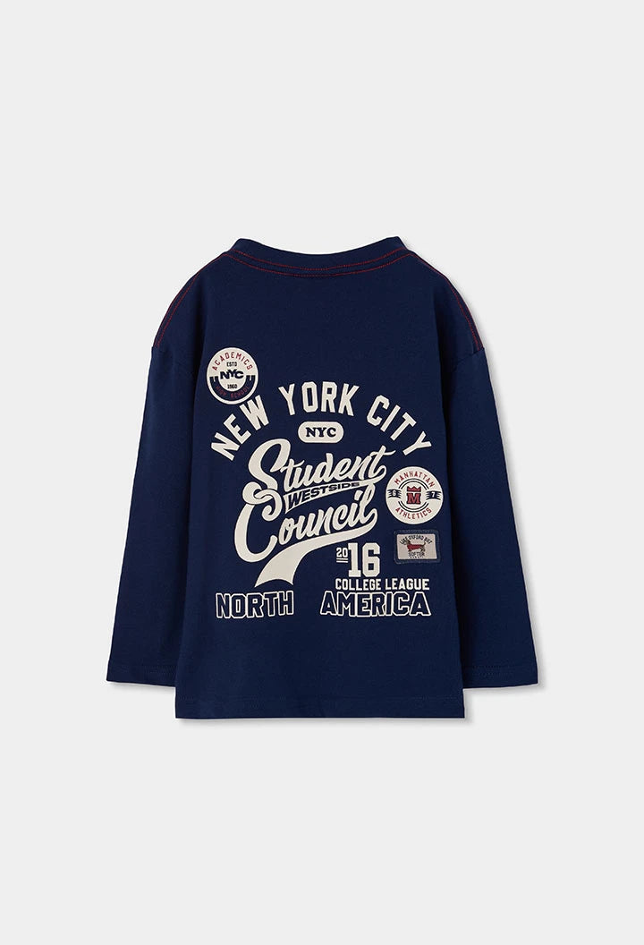 BOBOLI - t-shirt stampa schiena blu- invernale