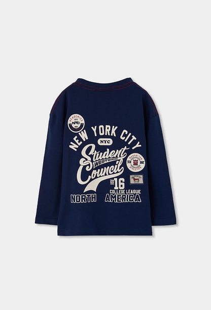 BOBOLI - t-shirt stampa schiena blu- invernale