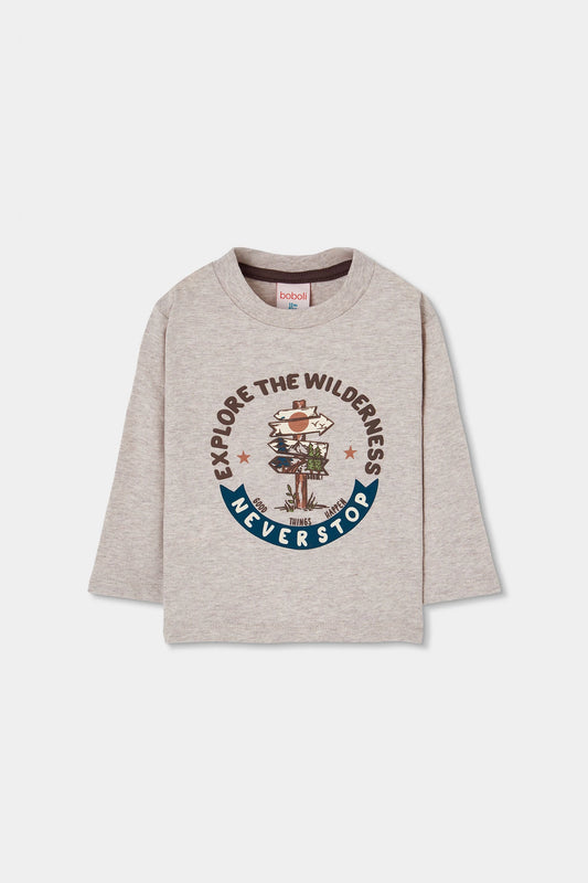 BOBOLI - t-shirt stampata beige - invernale