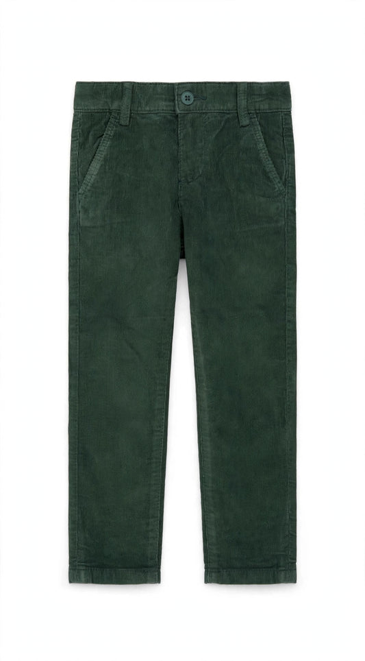BOBOLI - pantalone velluto costine verde inglese - invernale