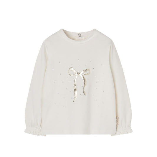 BOBOLI-t-shirt fiocco bianco-invernale
