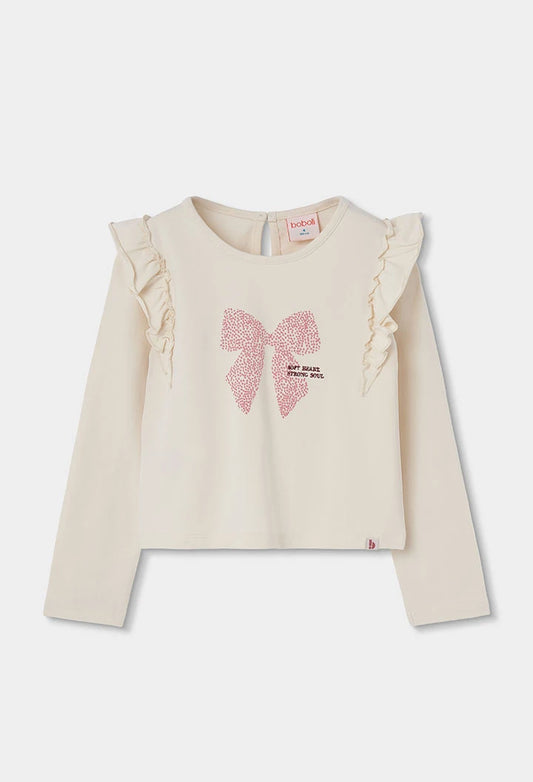 BOBOLI-t-shirt manica lunga panna-invernale