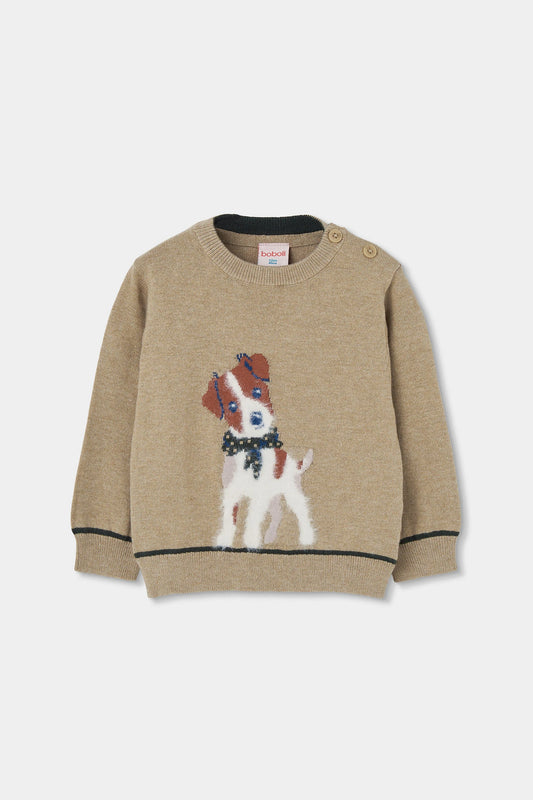 BOBOLI - maglione dog beige - invernale