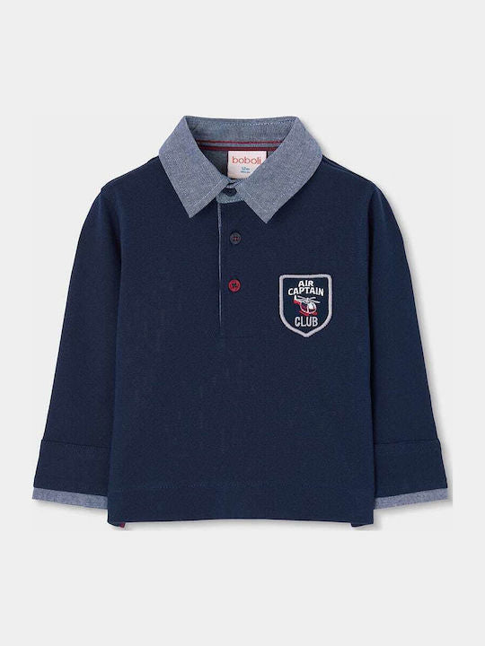 BOBOLI - Polo manica lunga blu- invernale