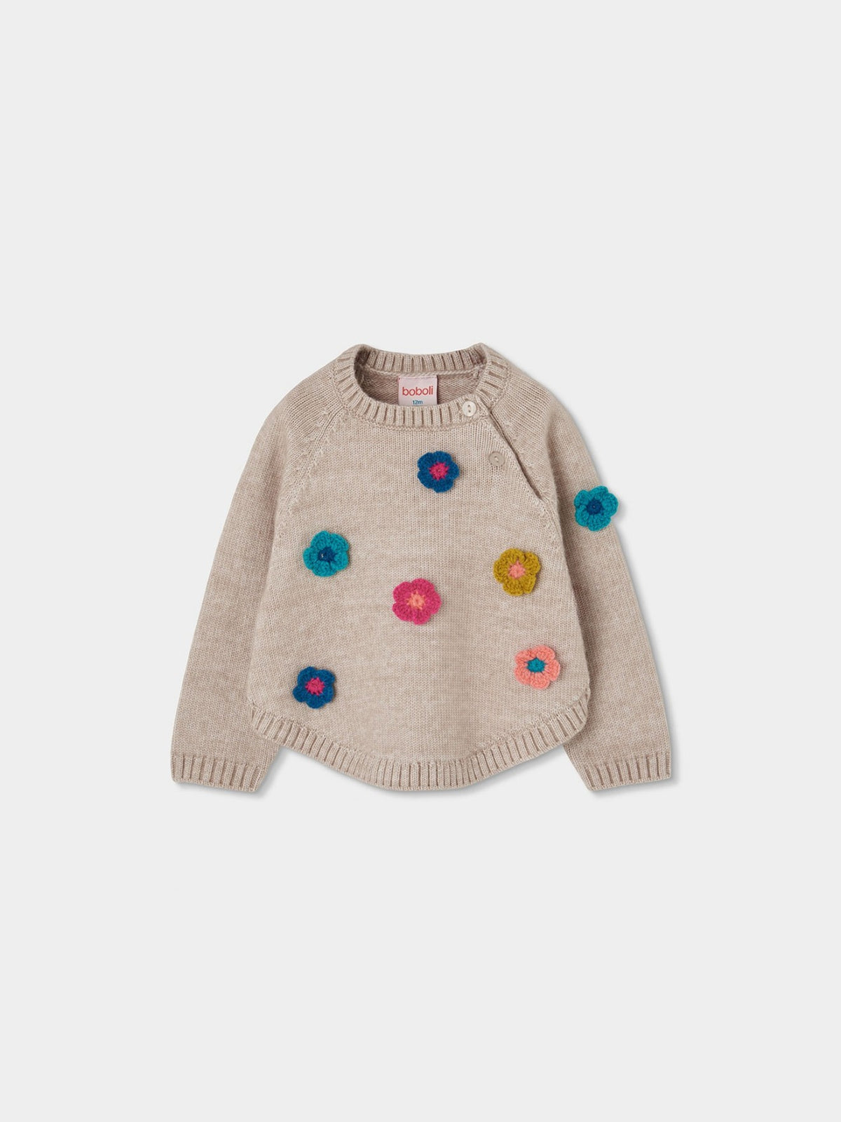 BOBOLI - maglione fiori beige - invernale