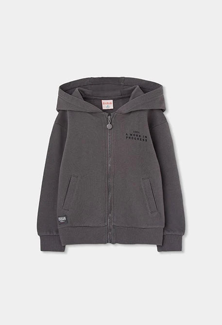 BOBOLI - felpa con zip grigio fumo - invernale