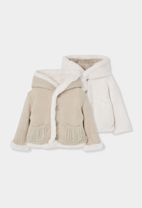 BOBOLI - giaccone reversibile con pelliccia panna/beige- invernale