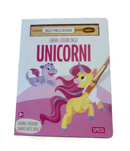 SASSI - libro da dipingere con l'acqua "libera i colori degli unicorni" giocattoli - UNISEX