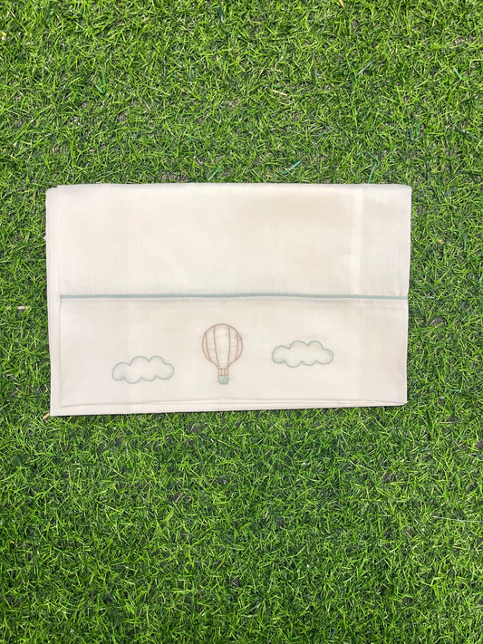 MARLU’ - set lenzuolino mongolfiera vaniglia/verde corredino p/e - BOY