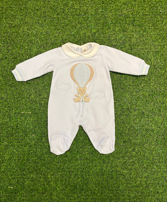 MARLU’ - tutina in Jersey di cotone mongolfiera cielo/vaniglia corredino p/e - BOY