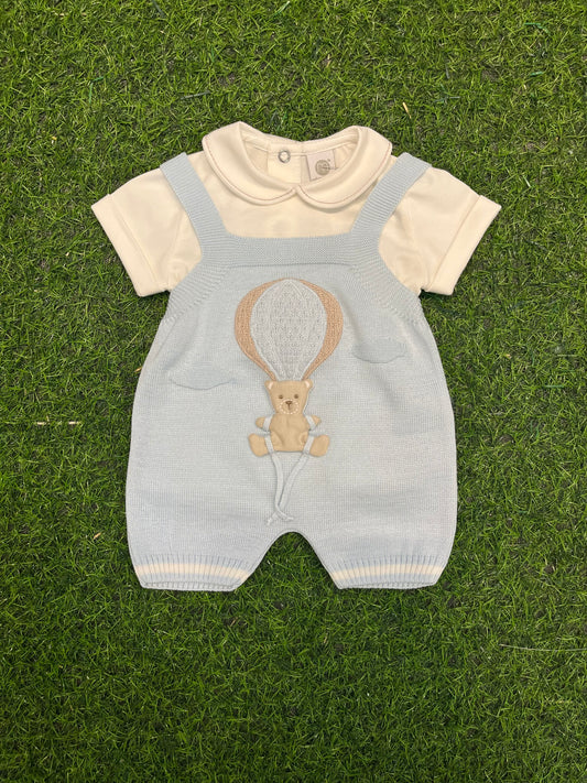 MARLU’ - salopette in filo di cotone 2pz mongolfiera cielo/vaniglia corredino p/e - BOY