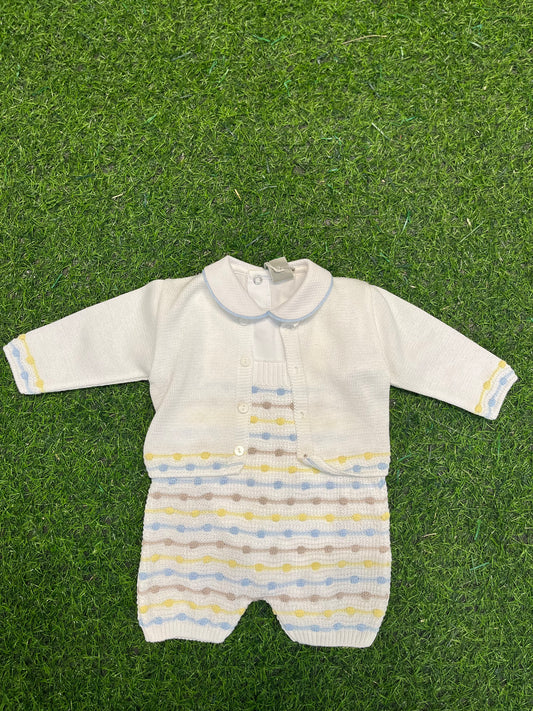 MARLU’ - completino 3pz in filo di cotone corredino p/e - BOY