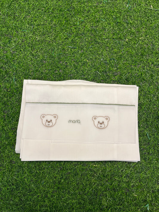 MARLU’ - set lenzuolino vaniglia/verde corredino p/e