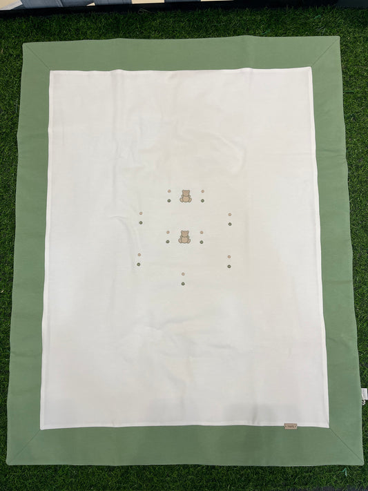 MARLU’ - coperta in Jersey di cotone vaniglia/verde corredino p/e