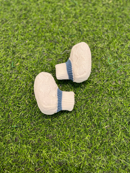 MARLU’ - scarpine in filo di cotone vaniglia/oceano corredino p/e