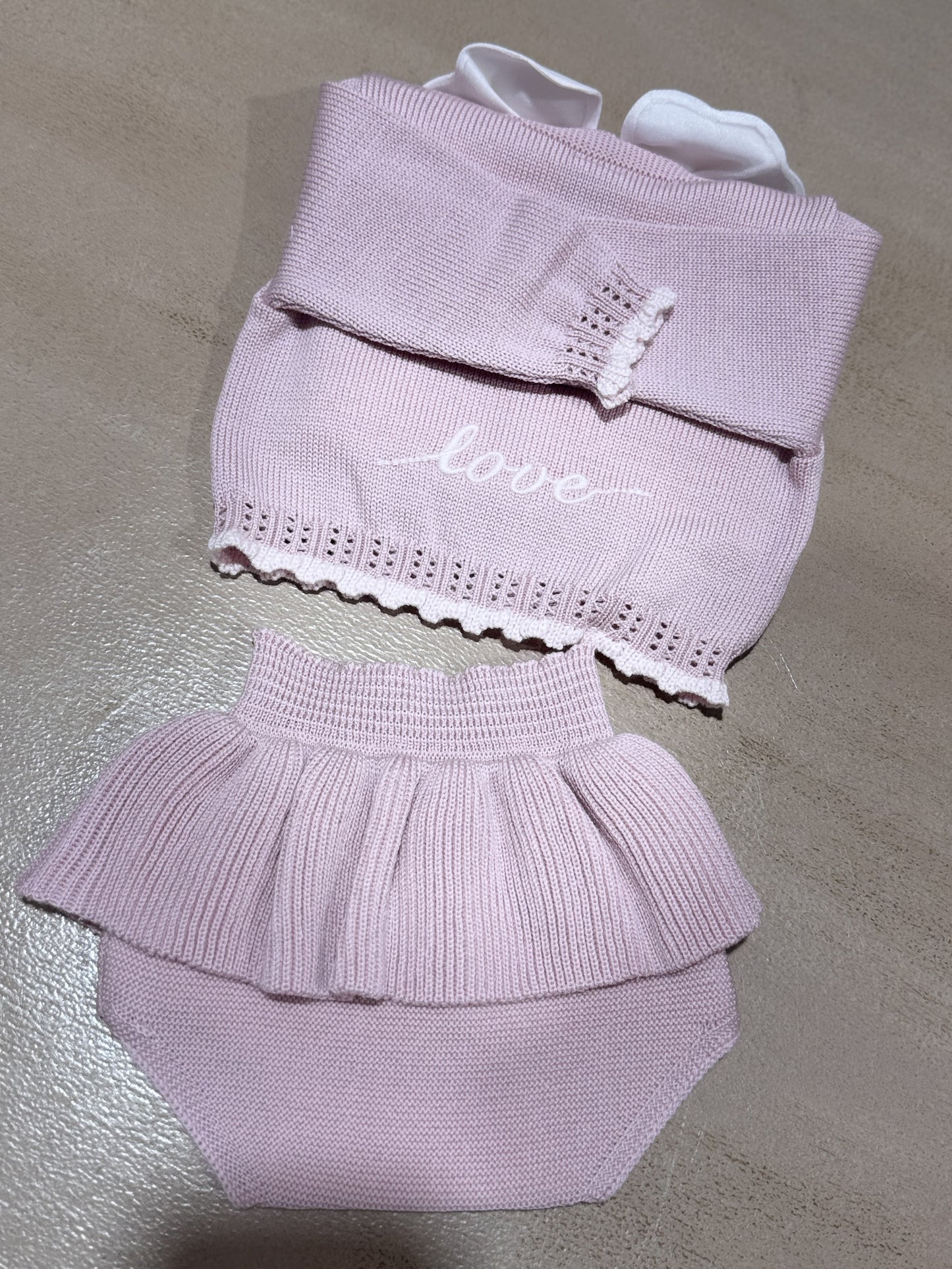 MARLU' - completino 2 pezzi 100% lana marsala/rosa (set n. 27 ) - invernale