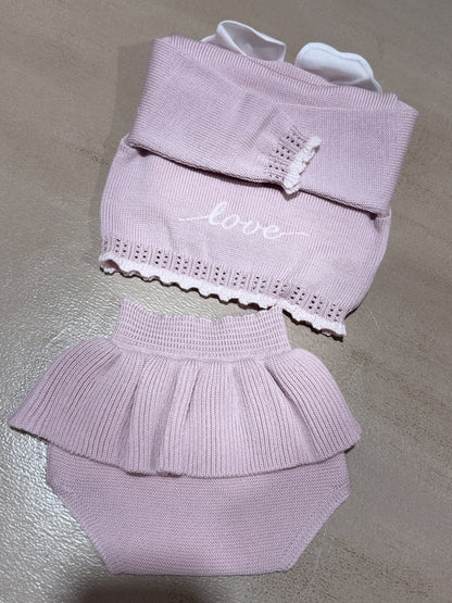 MARLU' - completino 2 pezzi 100% lana marsala/rosa (set n. 27 ) - invernale