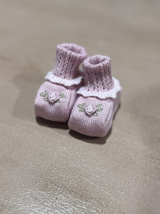 MARLU' - scarpina 100% lana marsala/rosa (set n. 27 ) - invernale
