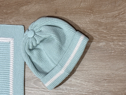 MARLU' - cappellino 100% lana lichene/mandorla (set n.65) - invernale