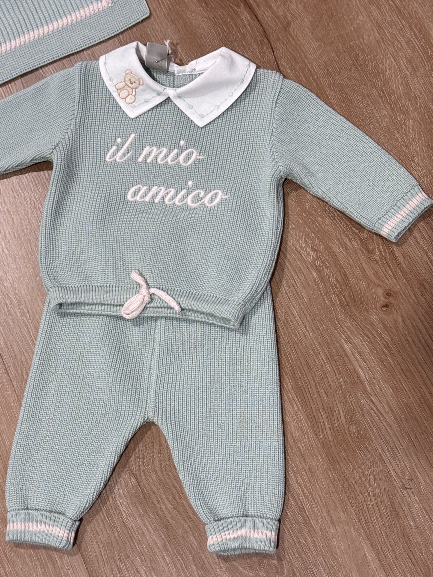 MARLU' - completino 2 pezzi lana 100% lichene/mandorla (set n.65) - invernale