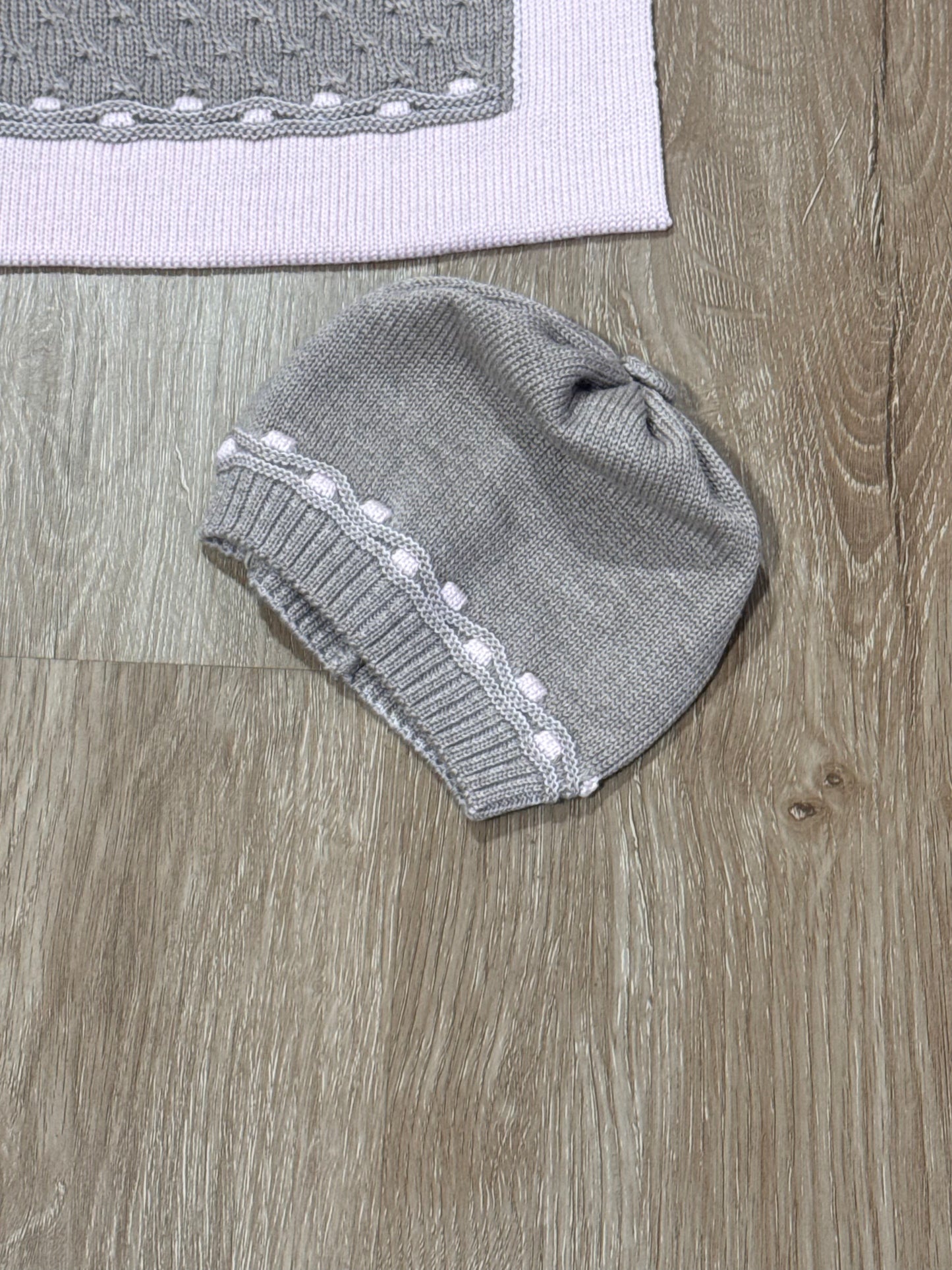 MARLU' - cappellino 100%lana tortora/rosa (set n.22) - invernale