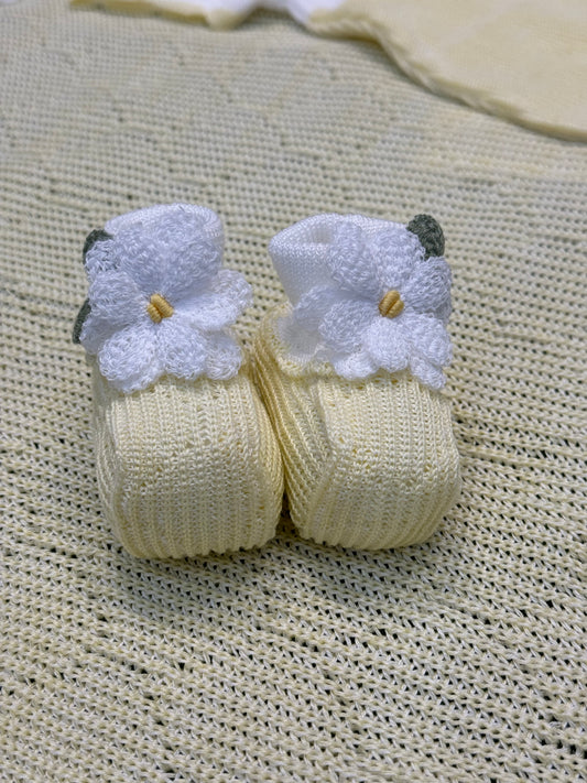 MARLU’ - scarpine in filo di cotone bianco/giallo corredino p/e