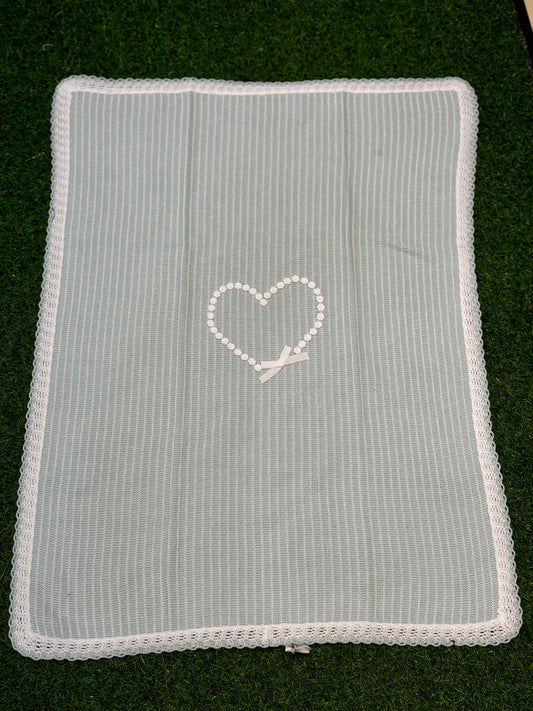 MARLU’ - coperta in filo di cotone bianco/verde salvia corredino p/e