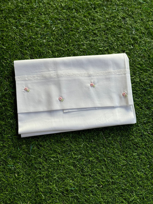 MARLU’ - set lenzuolino bianco/rosa pesco/lime corredino p/e