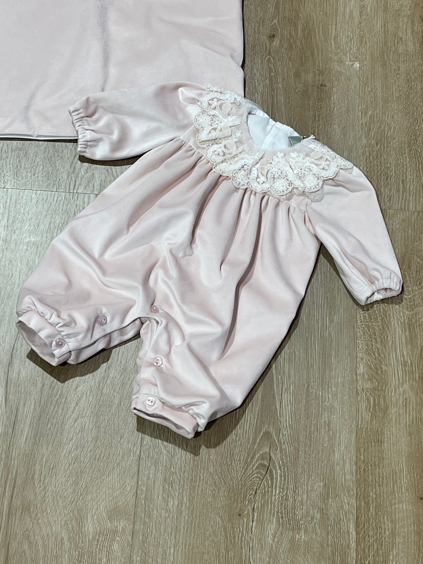 MARLU' - tutina in ciniglia e pizzo rosa baby (set n.14) - invernale