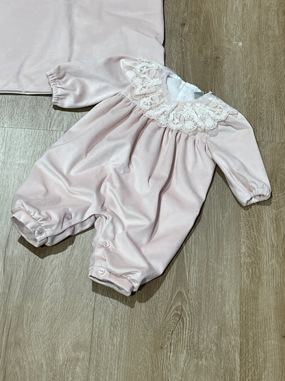 MARLU' - tutina in ciniglia e pizzo rosa baby (set n.14) - invernale