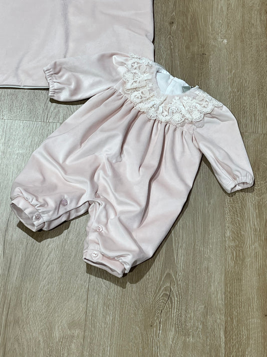 MARLU' - tutina in ciniglia e pizzo rosa baby (set n.14) - invernale