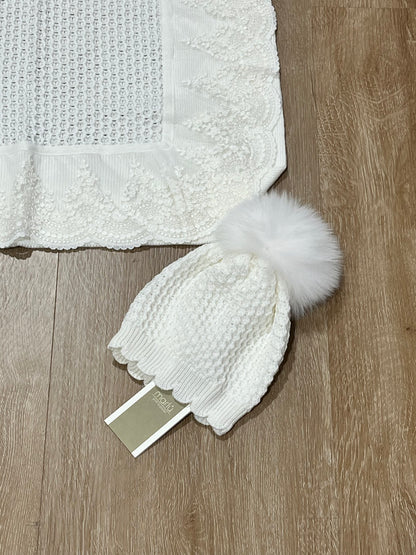 MARLU' - cappellino pon pon 100% lana vaniglia (set n.13) - invernale